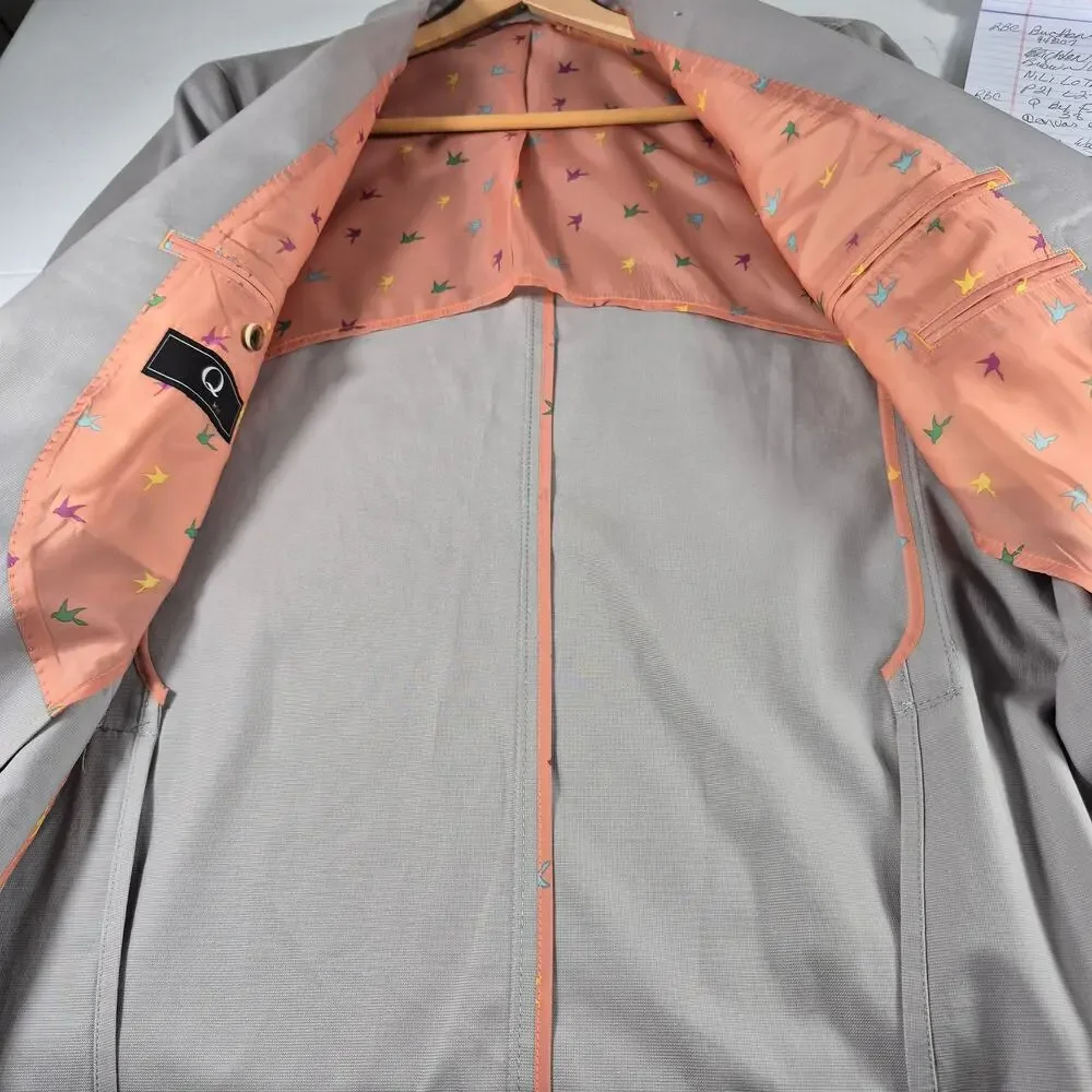 Q By Flynt Burton Light Gray Sport Coat Blazer Jacket 38 R